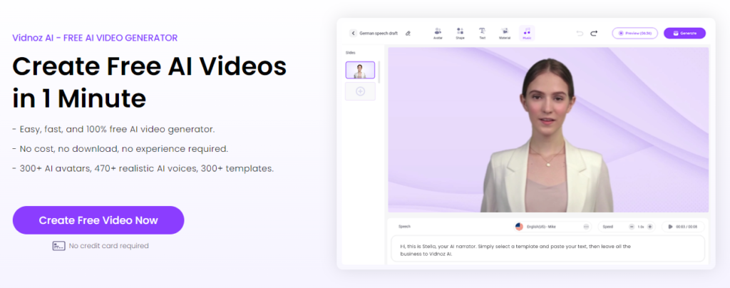 10. Vidnoz: Fast-Track Video Content Creation with AI Avatars